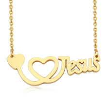 Wholesale Stainless Steel Religion Believers I Love Jesus Pendant Alphabet Letter Necklace
